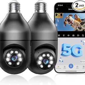 Light Bulb Security Camera 5G WiFi 2K Light Socket Security Cameras